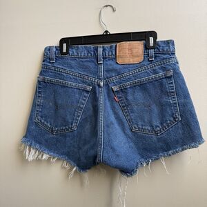 Levi's Jean Shorts Mens 32 505 Blue Distressed Cut Off Frayed Cotton Denim